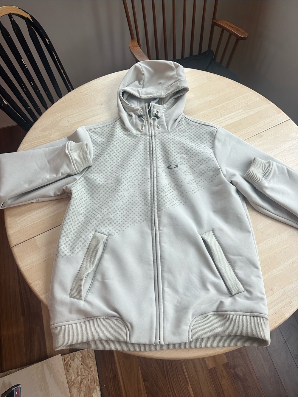 Oakley Women's Light Gray Hooded Bomber Jacket